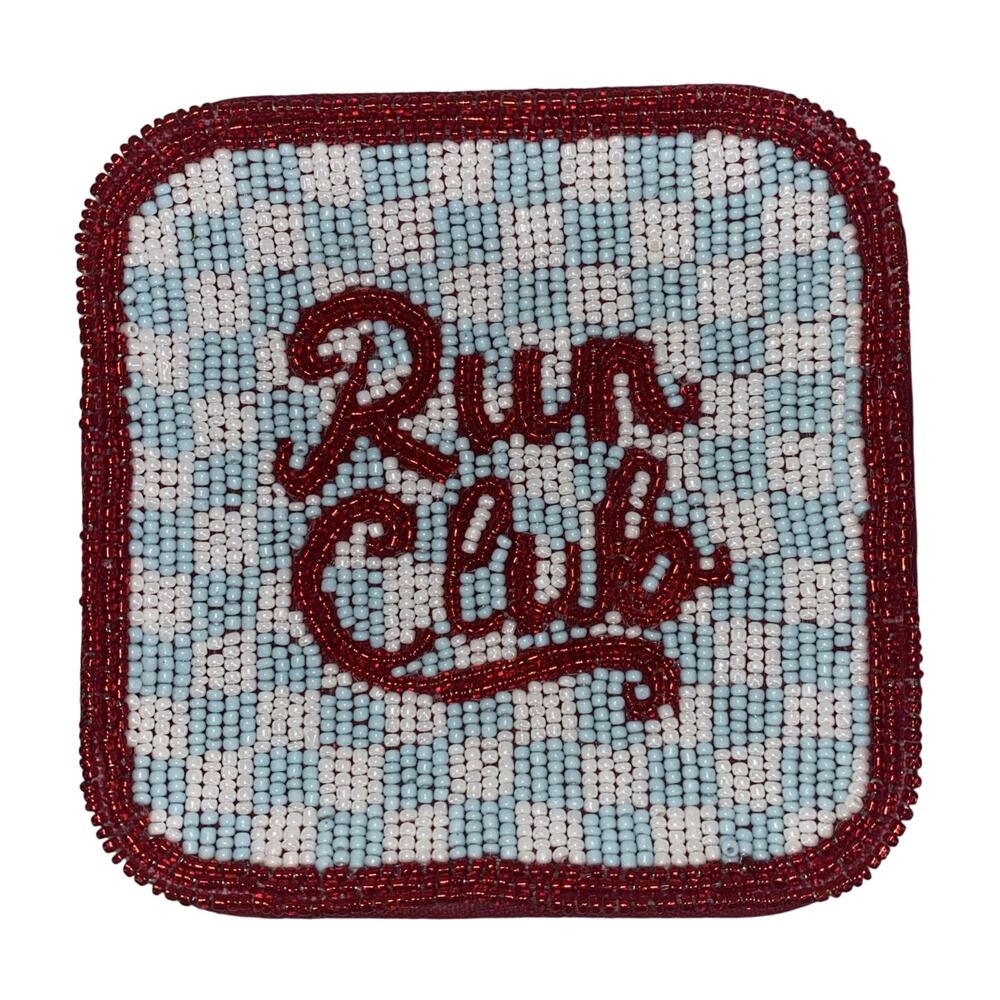 Anthropologie Fiona Beaded Trinket Dish Red White Blue Run Club